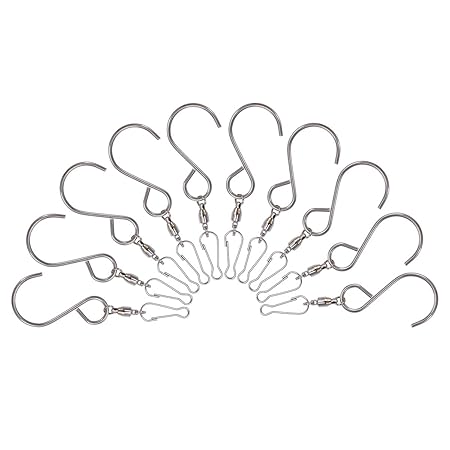 Yardwe 10PCS Spinning Swivel Clips S Hooks for Wind Spinners Wind Chimes Garden