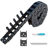 39.3 inch Cable Drag Chain Carrier R28 18x37mm (Inn H x W) Plastic Black Open Type for CNC Router Mill and 3D Printer, with Extra Ends,Screwdriver,Screws