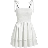 CIDER Women Summer Short Mini Dress Tie Strap Smocked Tiered Square Neck Sleeveless Sundress