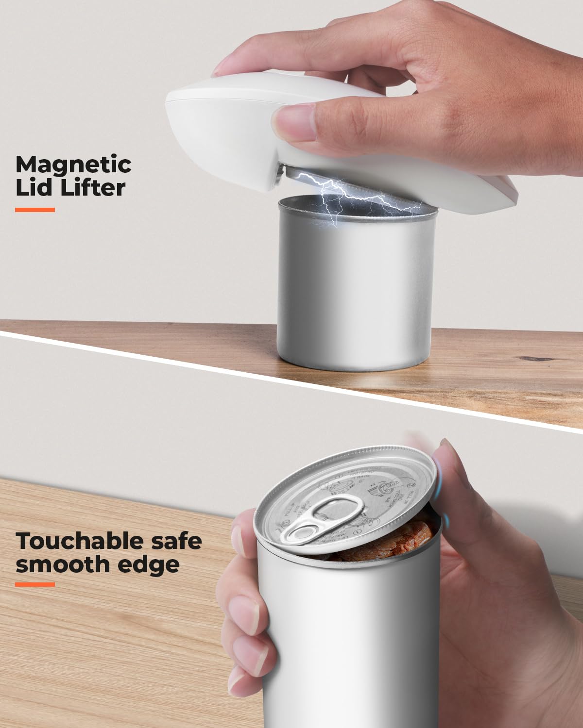 Canslab Ultrablade - USB Rechargeable Electric Can Openers for Senior with Arthritis- Automatic Kitchen Can Opener for Any Size Can, Smooth Edge, Small Handsfree One Touch Opener, Wall Mounted,White