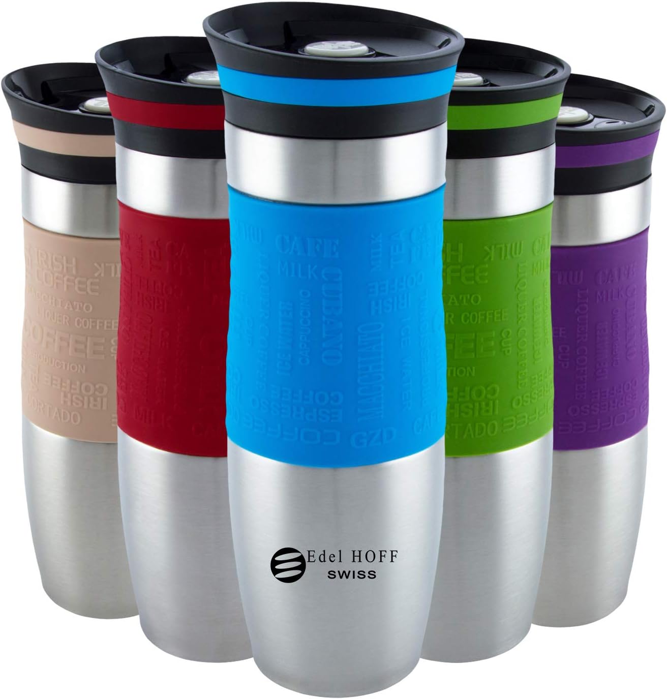 EDEL HOFF Insulated Vacuum Travel Mug, OneHanded Open and Drink, Very