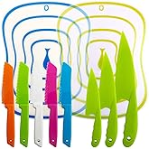 Sonku 10 Packs Kitchen Knife Set, Cooking Knives with Cutting Boards for Kids and Adults -Multi Colors