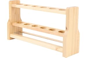 Wooden Test Tube Rack, Sturdy and Heatproof Pine Wood Test Tube Holder Stand with 6 Holes, 26mm or 31mm Diameter Centrifuge T