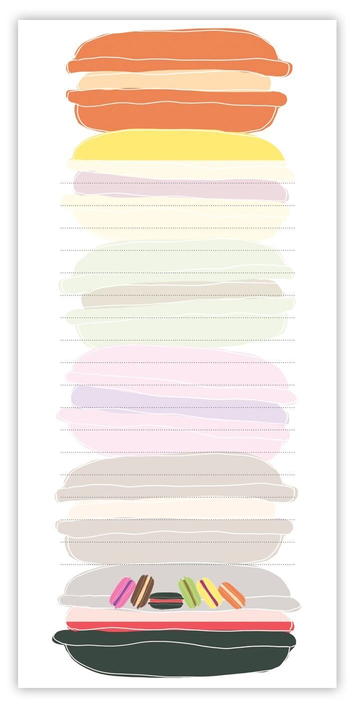 Quire Magnetic Shopping List Notepad - Macaroon Tower Design - 50 Sheets - Size 210mm x 100mm