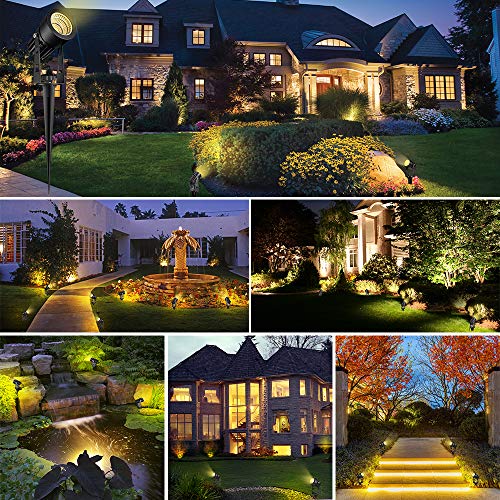 B-right Gartenbeleuchtung 6 in 1 Gartenleuchte mit Erdspieß, 6er Set 3W Gartenstrahler mit Stecker, Gartenlicht Gartenlampe mit Kabel, 1800 Lumen, IP65 Wasserdicht Rasenstrahler Rasenlicht für Außen – Bild 5