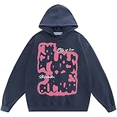 Aelfric Eden Mens Oversized Graphic Hoodies Abstraction Print Washed Hoodie Sweatshirt Unisex Hooded Pullover Tops