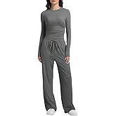 2 Piece Lounge Sets for Women Fall Outfits Long Sleeve Wide Leg Tracksuits Womens Casual Loungewear Two Pcs Matching Set