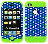 Cell Armor IPHONE4G-RSNAP-TE433 Rocker Snap-On Case for iPhone 4/4S - Retail Packaging - White and Green Dots on Blue