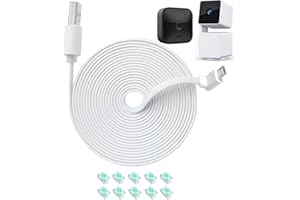 JJMASEE 10FT L-Shape Connector Power Extension Cable for Wyze Cam Pan V3 & Blink Outdoor (3rd Gen) Camera - Flat Charging Power Cord (White) 1 Pack - Not for Wyze Cam V3