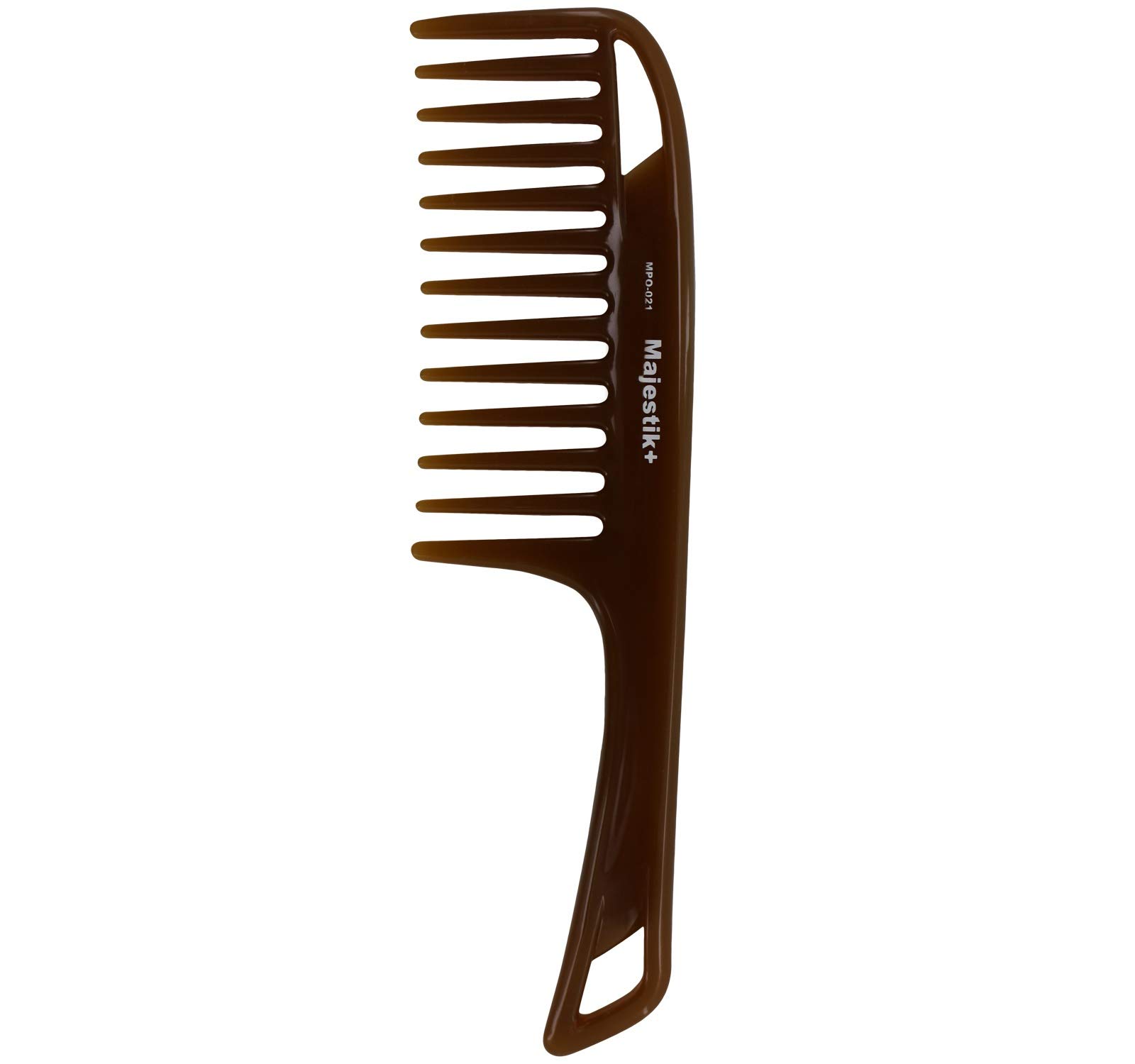 Wide Tooth Hair Comb Brown Argan Oil Infused With Comfortable Handgrip Handle Detangler for Thick & Curly Medium to Long Hair By Majestik+