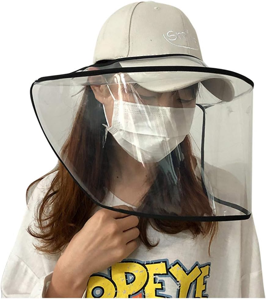 BBesty Removable Protective Safety Face Shield Full Cover Dustproof Waterproof Baseball Hat Splashing Proof Anti Pollution Clear Visor Outdoor Facial Cover