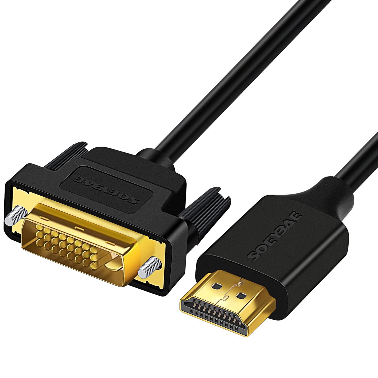 SOEYBAE HDMI to DVI Bidirectional Cable 2m - DVI-D 24+1 Male to HDMI Male 1080p Full HD - Compatible with Projector, Laptop, TV, PC, DVD Player, PC, Monitor, TV