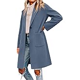 Tankaneo Womens Pea Coat Notched Lapel Single Breasted Long Jacket Winter Casual Trench Coat Outerwear