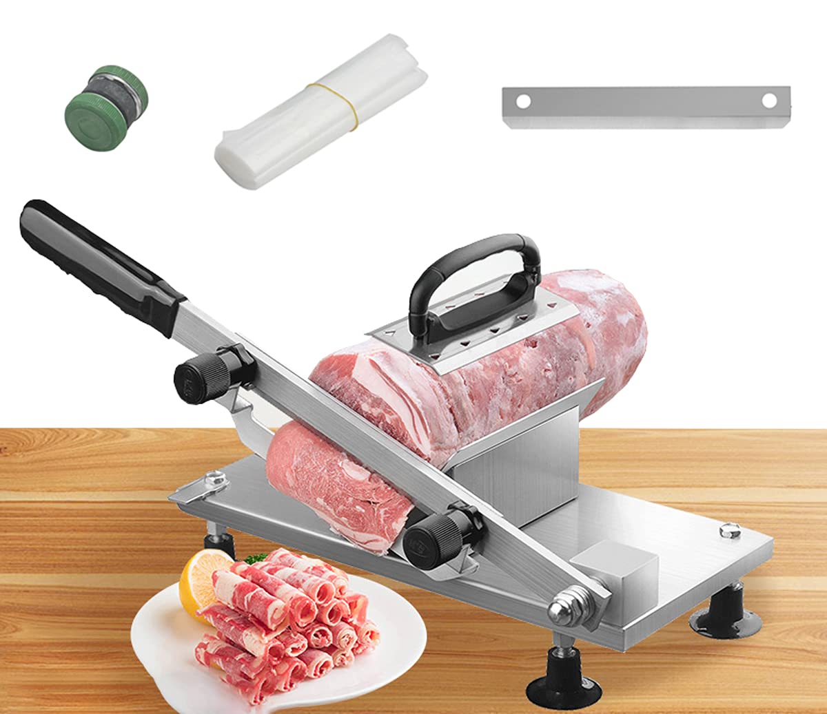 BAOSHISHAN Manual Frozen Meat Slicer Household Slicing Machine for Herb Nougat Bacon Stainless Steel Hot Pot Helper ZB-208B