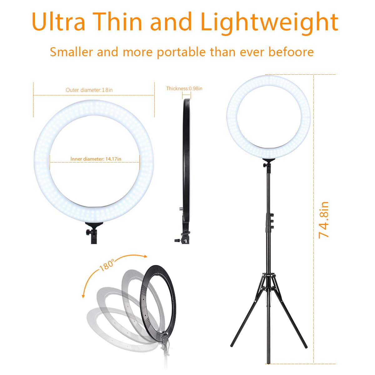 ZOMEI Right Light Kit,Ring Light with Stand,18\