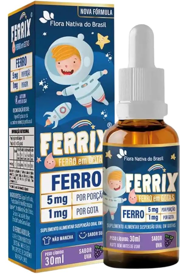 KIT 3X FERRIX (Ferro infantil) 30ml - Flora Nativa Sabor:Morango
