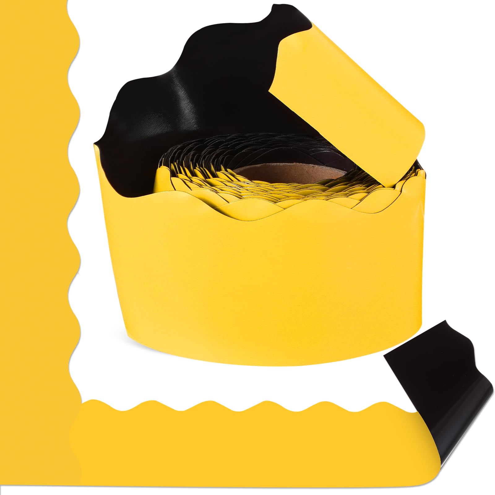 Photo 1 of Tenceur 48 Ft x 2.75 Inch Large Magnetic Bulletin Board Borders Bulletin Boarder Trim for Classroom Whiteboard Decorations Scalloped Trim for Office Chalkboard Home Decoration (Yellow)