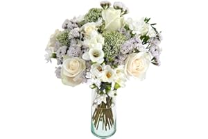 Serenity | White, Cream Fresh Flower Arrangement with Vase | Arabella Bouquets | Flowers for Delivery, Sympathy
