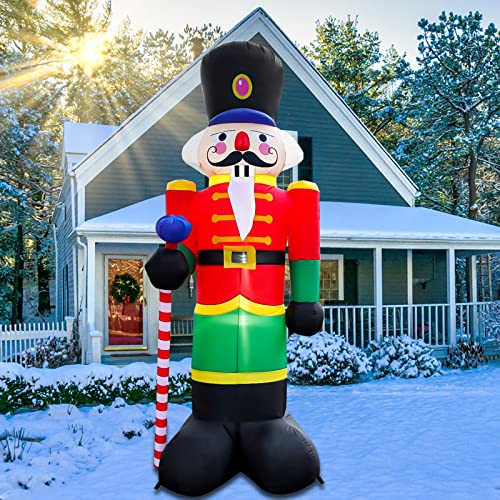 8 FT Christmas Inflatable Nutcracker Decoration with LED Lights, Outdoor Inflatable Yard Decorations for Patio Lawn Garden Family Party Indoor Outdoor