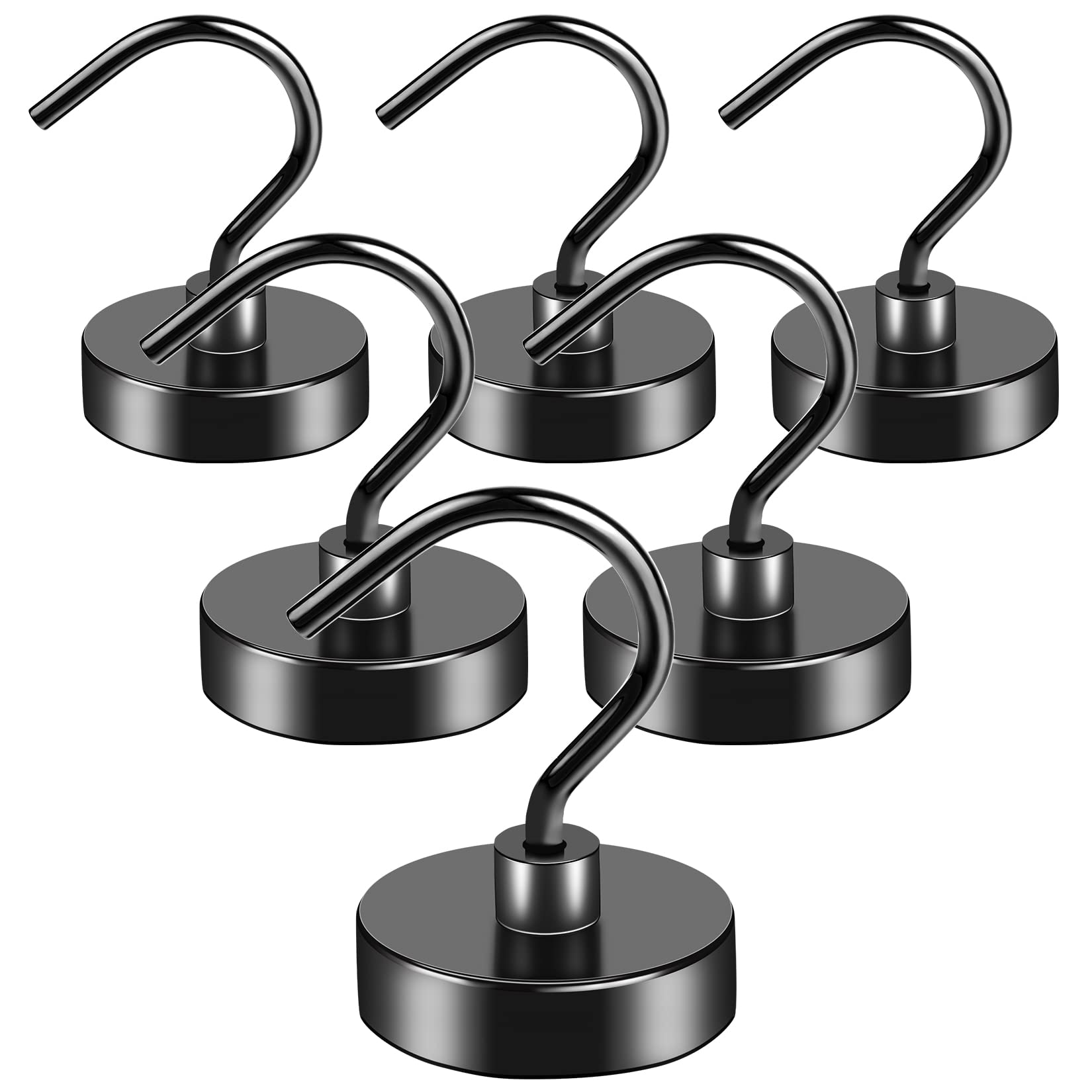 Photo 1 of VNDUEEY Magnetic Hooks Heavy Duty, 6 Pack 50LBS Strong Magnet Hooks for Hanging, Neodymium Magnets with Hooks Large Opening, Magnetic Hooks for Cruise, Kitchen, Garage, and Workplace
