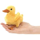 Folkmanis Mini Duckling Finger Puppet Plush, Yellow, 8"