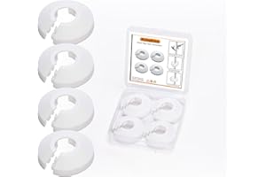 KIJOEERICA 4Pcs Fit 1/2 Inch Flange Water Pipe Cover Decoration 16mm(5/8") Plastic PP escutcheon plate 1/2 inch Cover for Wall Pipe Tube Decoration (white)