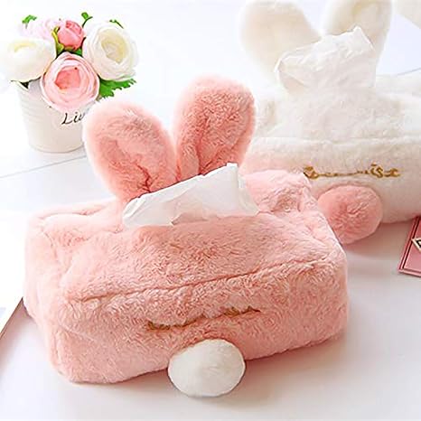 Amazon ピンク ティッシュペーパーボックスぬいぐるみティッシュカバー スタンド 実用的 装飾 ふわふわ 暖かい インテリア ゴムバンド かわいい ウサギ 耳 便利 使いやすい 配達3 5労働日まで ティッシュケース ホルダー オンライン通販