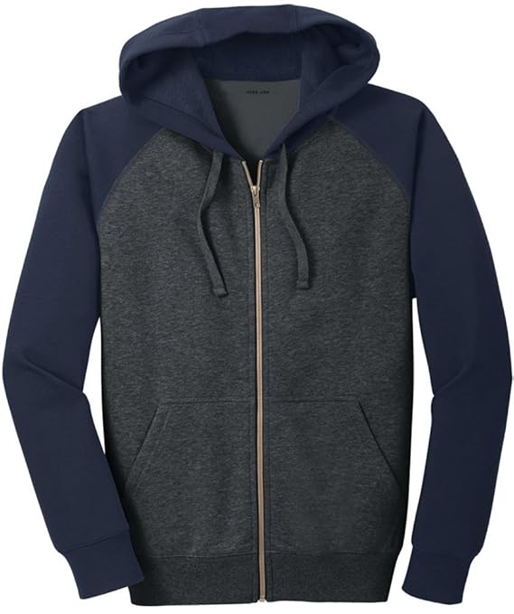 Joe's USA Mens Raglan Colorblock Full Zip Hooded SweatshirtNavy2XL