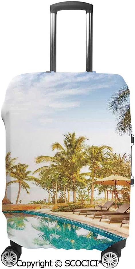 SCOCICI Luggage Bag Cover Aerial View of A Pool in A Health Resort Spa Hotel with Exotic Elements Sports Modern Photo Elastic Suitcase Protective Cover Travel Luggage Case Cover