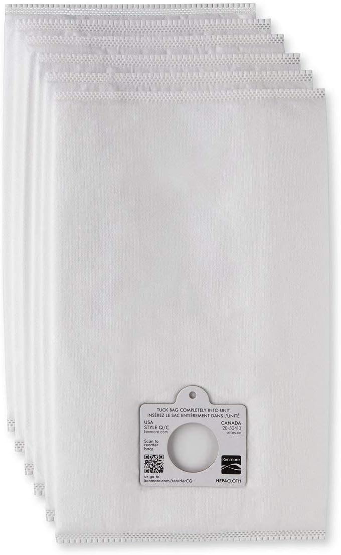 Kenmore HEPA Vacuum Bags C Q - Kenmore and Sears Style Q/C Bags for Canister Vacuum Cleaners. Also Fits Kenmore 5055, 50557, 50558. Part Number 20-53292. Package of 6 Premium HEPA Synthetic Bags. -