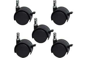 MySit 2" Replacement Office Chair or Stool Caster Wheels - with Brake (Set of 5)