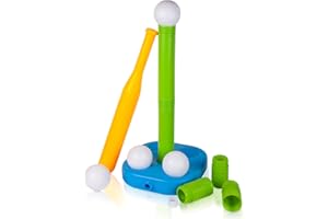 Liberry Tball Set for Toddlers with Adjustable Height Tee Ball Stand, Weighted Base and Kids Baseball Bat, Sports Game Toys Christmas Birthday Gift for Boys Girls Ages 3 4 5 (Green)