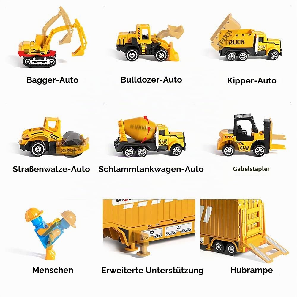 OR OR TU Baustellenfahrzeuge Kinder Kran LKW Sandkasten Spielzeug Musik & Lichter 360° Drehung Kinder Kran Bagger Betonmischer Parkhaus Spielzeug für 3 4 5 6 7 8+ Jahre Junge Geschenk 5