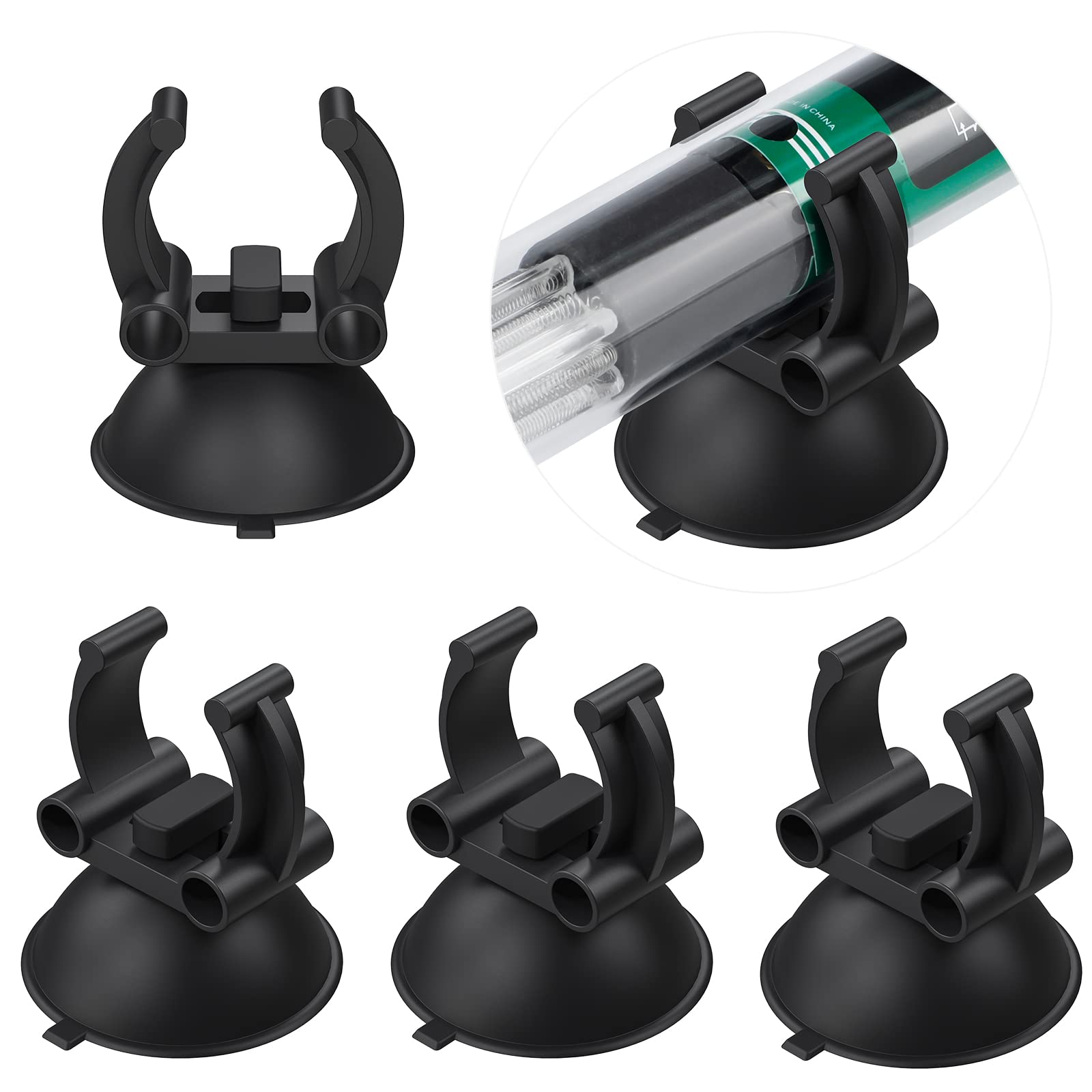 Uniclife 3.3cm Aquarium Heater Suction Cups Suckers with 2.4cm Clips Black Standard Heating Rod Holders Clamps for Fish Tanks (Not For Airline Tubing), 12 Pack