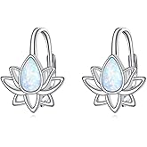 Lotus Earrings 925 Sterling Silver Opal Earrings Lotus Jewelry Christmas Gifts for Women