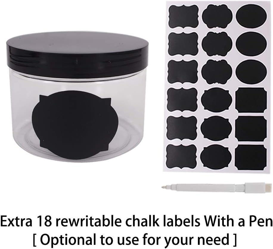 YBCPACK 12 Pack 8 OZ 250ML Round Clear Plastic Jars With Lids, A Spatula, A Pen & Labels - Image 3