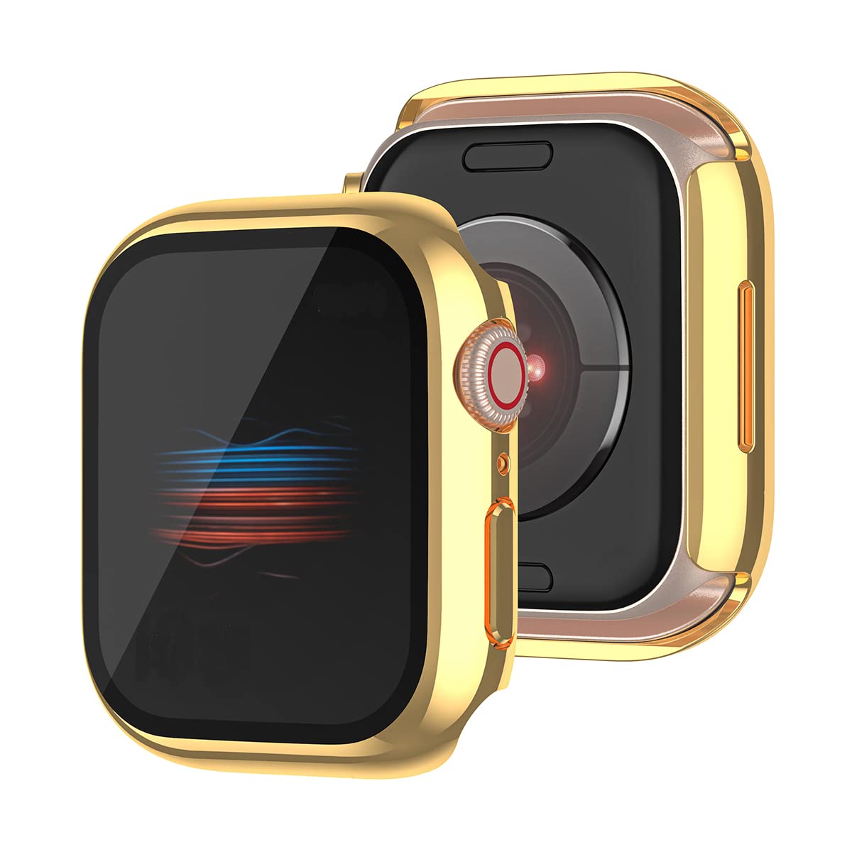 AISPORTS 2 Pack Compatible for Apple Watch Case 41mm iWatch Series 9/8/7 Screen Protector, Hard PC Bumper Case HD Clear Tempered Glass Anti-Scratch Protective Cover for Apple Watch Series 9/8/7 41mm