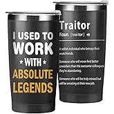 Retirement Gift for Man, Funny Traitor Noun Insulated Tumbler, Farewell Gifts for Coworkers, 20 Oz Stainless Steel Coffee Mug, Going Away Gifts for Coworkers Friend, Thermal Cup Thermos Water Glasses