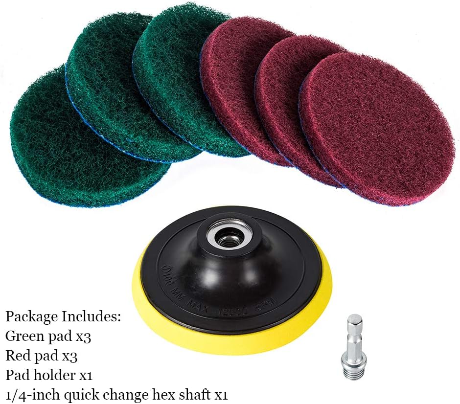 Kichwit 4 Inch Drill Power Scrubber Scouring Pads Cleaning Kit, Heavy Duty Household Cleaning Tool (Drill NOT Included) - Image 3