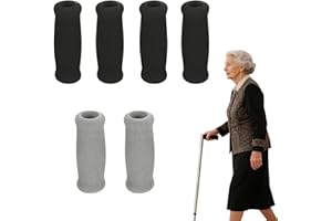 6 Pcs Cane Grip Pads, NBR Foam Handle Covers 23 mm Inner Diameter, 4 Black and 2 Gray Non Slip Cane Handle Cushion for Walkin