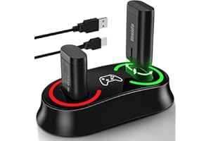 RJAD Rechargeable Xbox Controller Battery Pack, 2 x 4400mWh(1600mAh) Batteries with Xbox Battery Charger for Xbox One, Xbox One S|X, Xbox One Elite, Xbox Series S|X Controller (Charger Only Fit