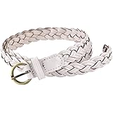 CHIC DIARY Women's Braided Woven Belt Skinny Vintage Thin Leather Belt for Jeans