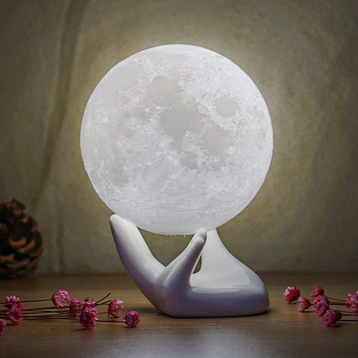 Moon Lamp, Balkwan 3.5 inches 3D Printing Moon Light uses Dimmable and
