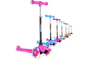 BELEEV A1 Scooter for Kids Ages 2-6, 3 Wheel Kick Scooter for Toddlers Girls Boys, 4 Adjustable Height, Lean to Steer, Light 
