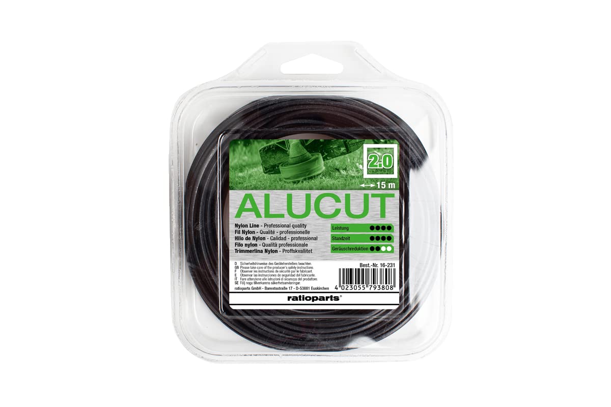 Ratioparts Nylon Line 2.0mm Alu-Cut 15m Trimmer Line 4-Sided Line Black
