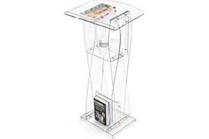 HODLBIT Upgraded Acrylic Podium Stand, Pulpits for Churches, 47.5inch Modern Lecterns & Podiums with Storage Shelf for Classroom, Weddings, Professional Presentation Podiums, Easy Assembly