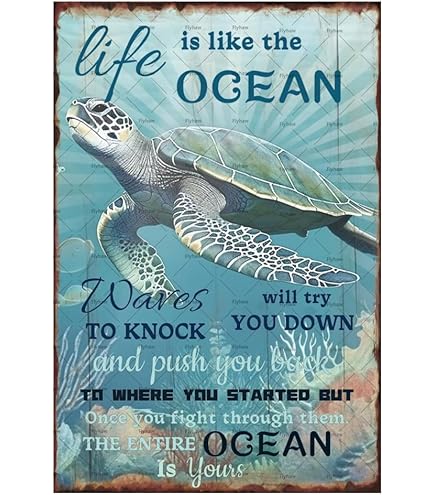 Poster Incorniciato Zhefoart Con Tartaruga Marina E Faro: Find Joy In The Journey, 30,5x45,7 Cm - 2