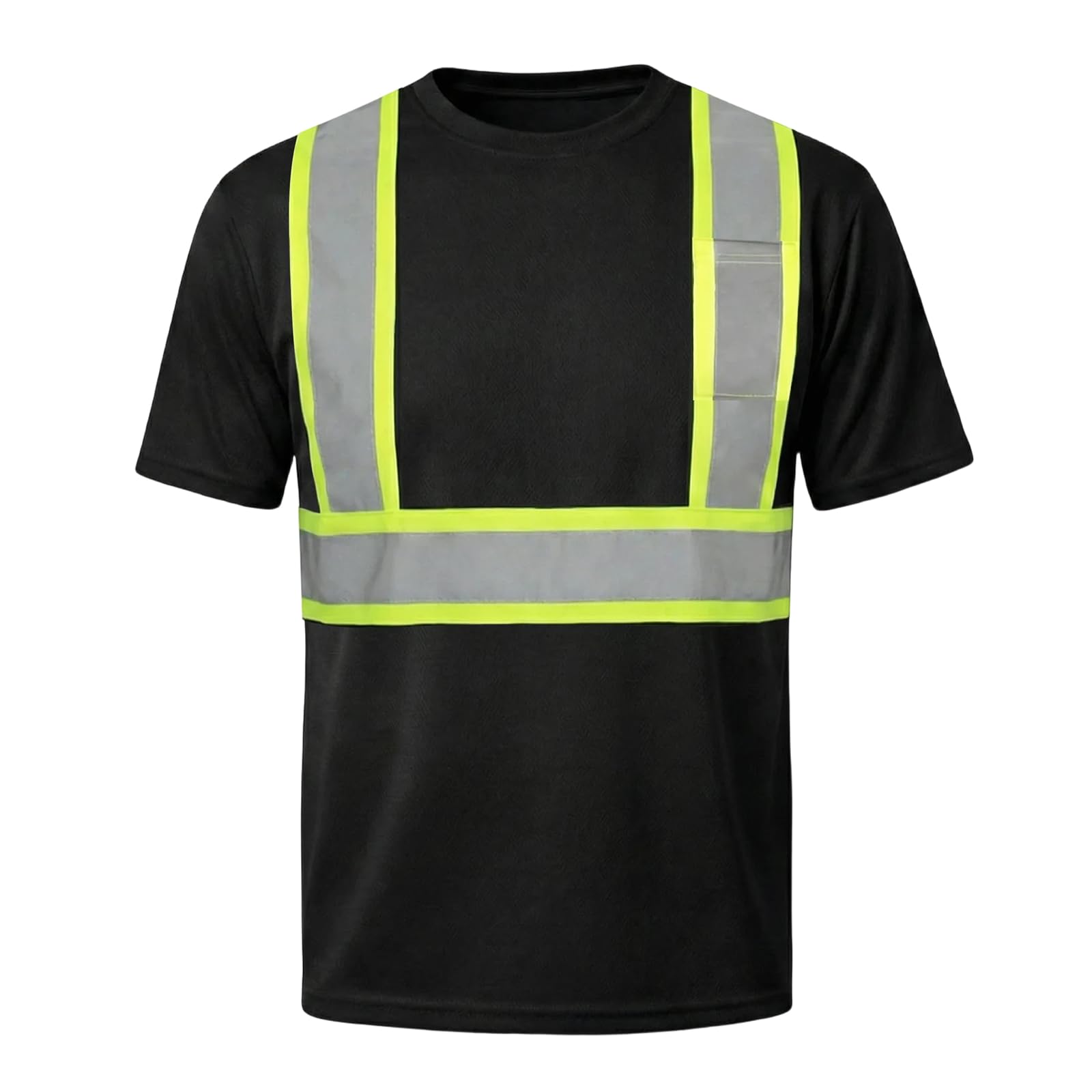 HYCOPROT Hi Vis T-Shirt Viz High Visibility Reflective Safety Vest Waistcoats Breathable Light Short Sleeve Workwear Visibility Shirts Black