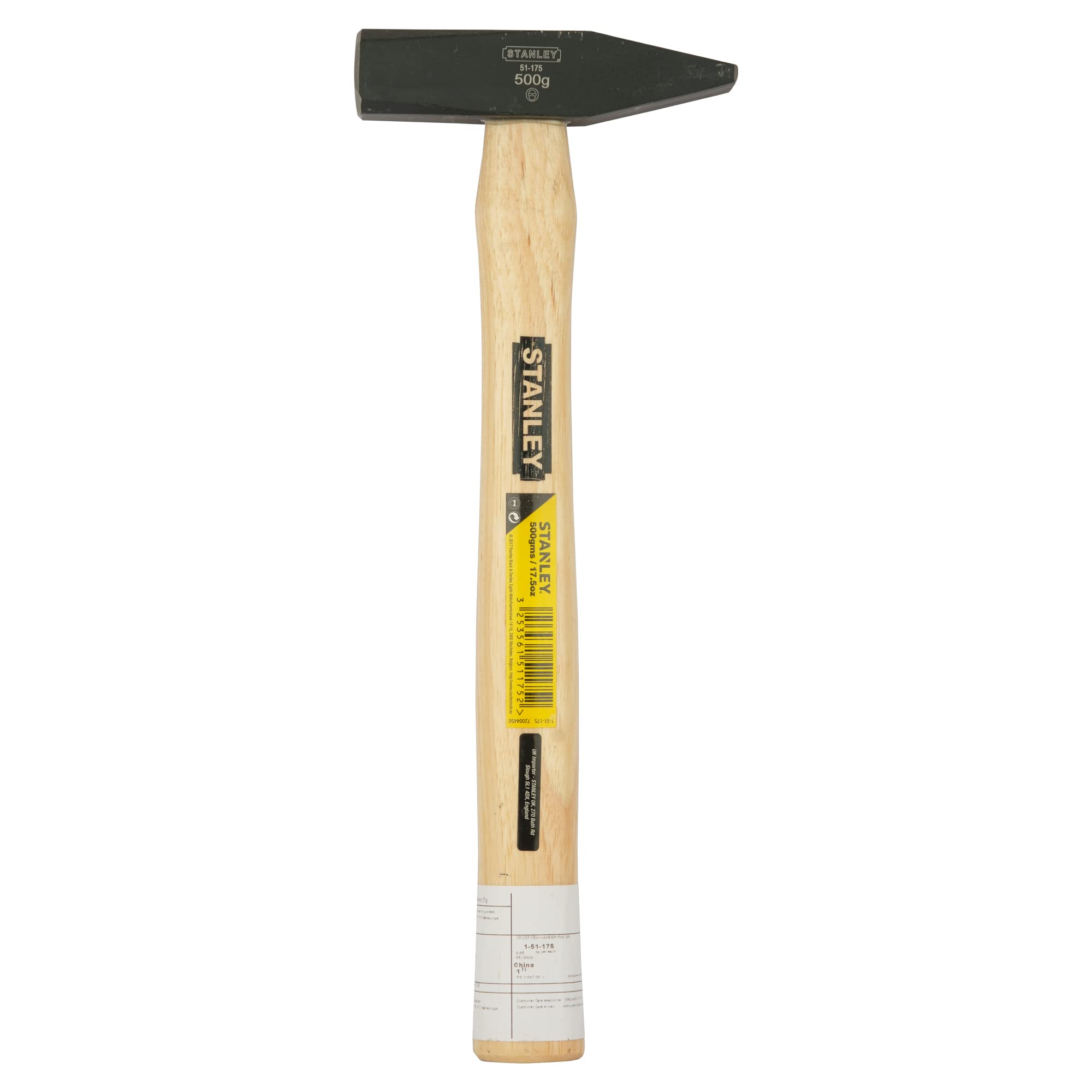 Stanley 1-51-175 Brick Hammer with Wooden Handle, Black/Brown, 500 g