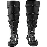 Men Roman Gladiator-Style Sandal Boots Medieval High Calf Costume Sandals Renaissance Warrior Shoes for Halloween